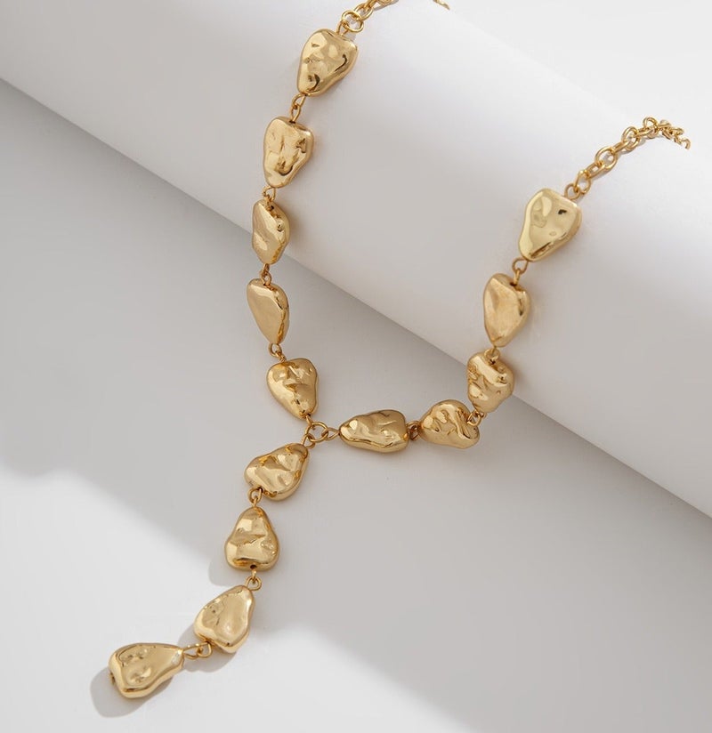 حقل قلادة Y ذات اللون المُغلف بالذهب 24 كرات، قلادة للسيدات، قلادة للفتيات - Image 1